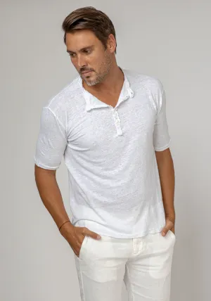 Short Sleeve Linen Henley T-Shirt
