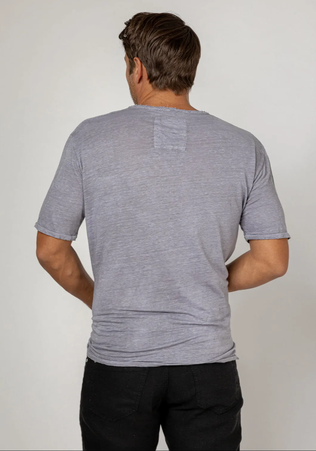 Short Sleeve Linen Henley T-Shirt