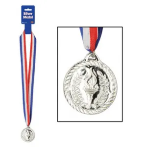 Silver Sports Plastic Medal Ribbon