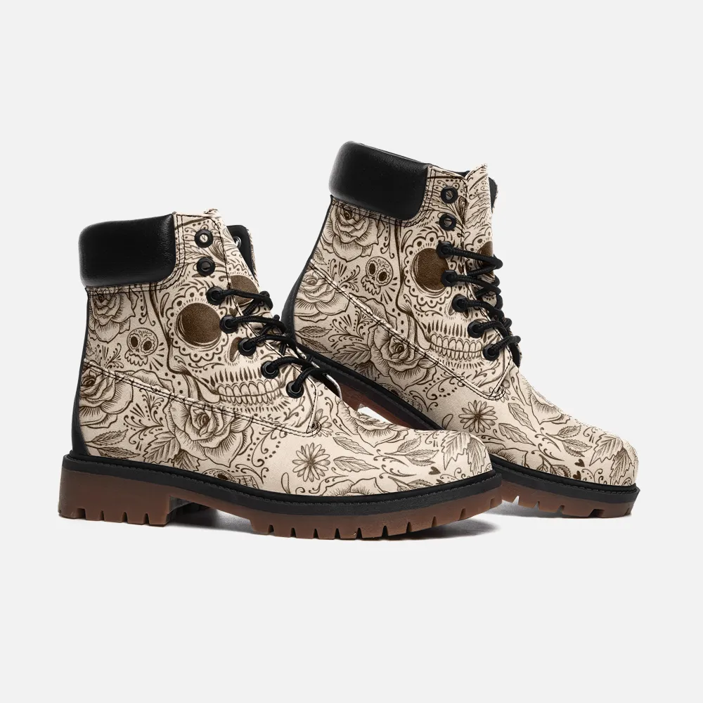 Skull floral Casual Leather Lightweight boots TB