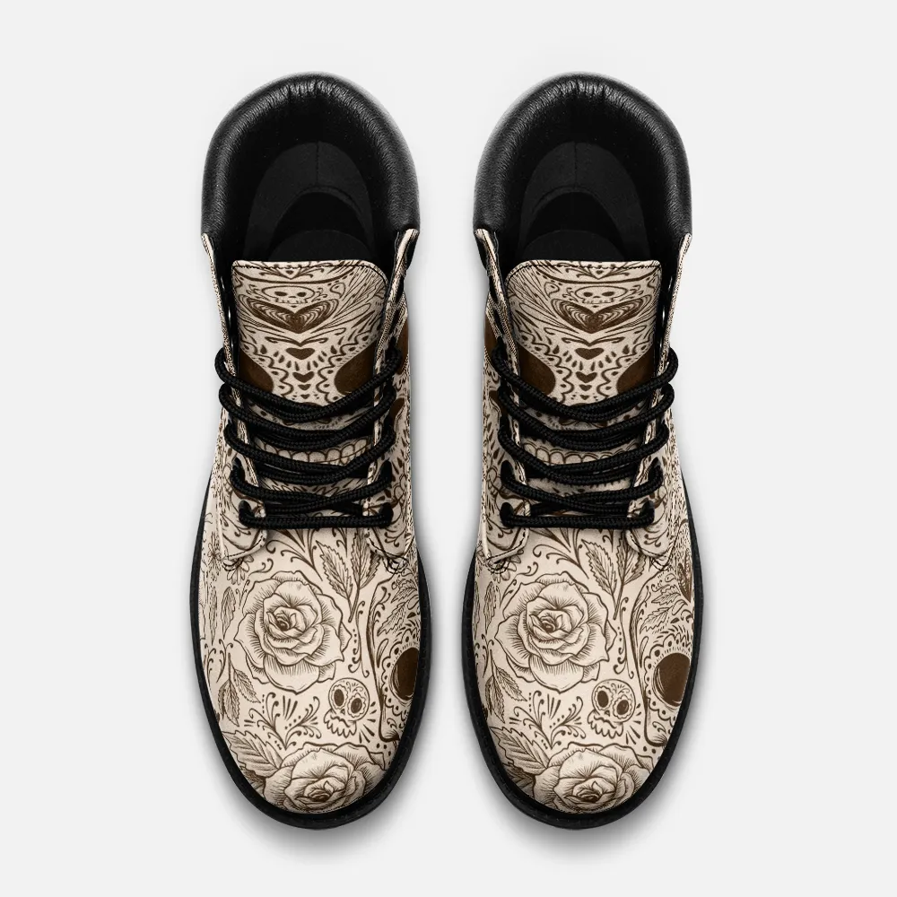 Skull floral Casual Leather Lightweight boots TB