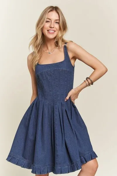 Smocked Denim Dress