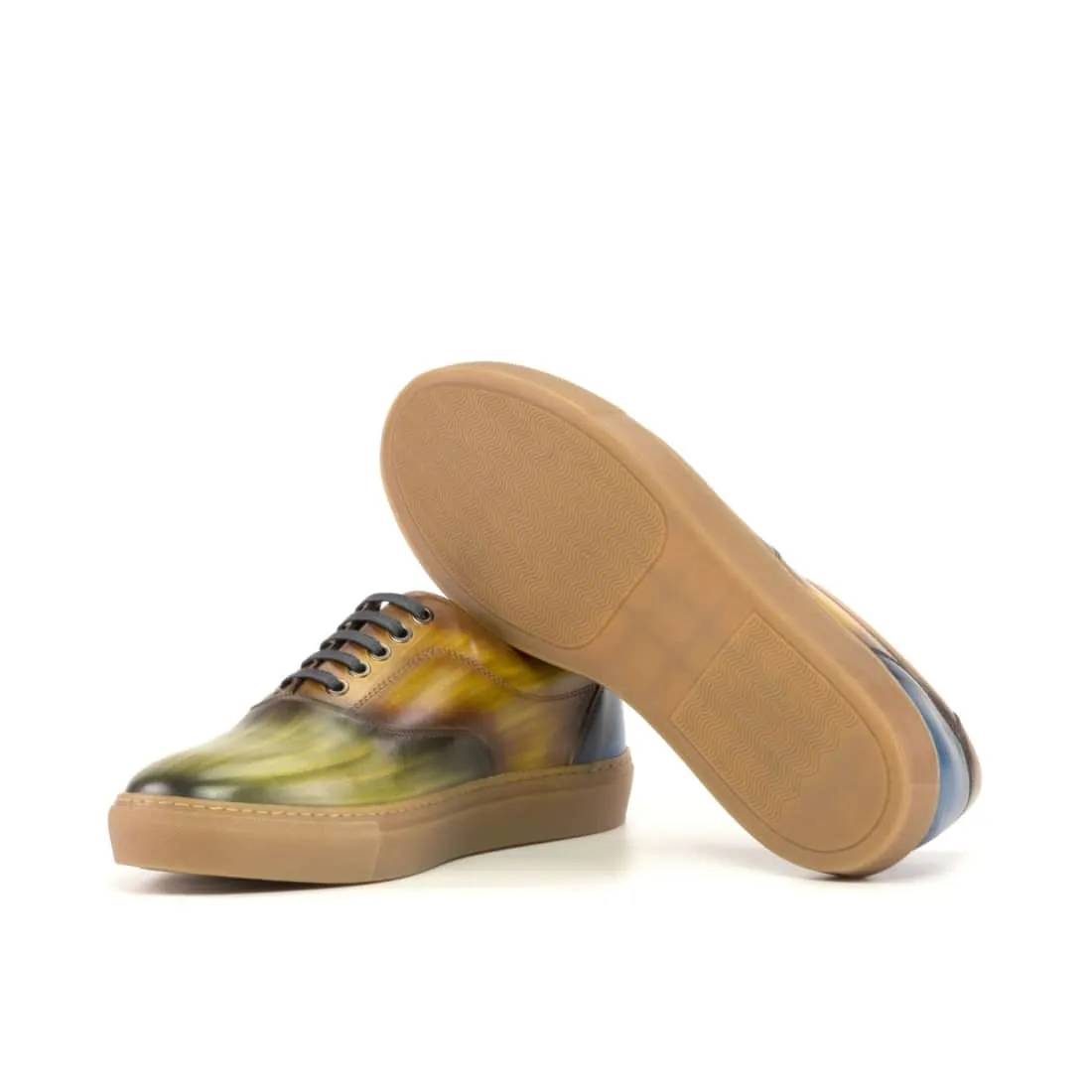 Sneakers Spinner en cuir patiné tri color - Semelles Caramel