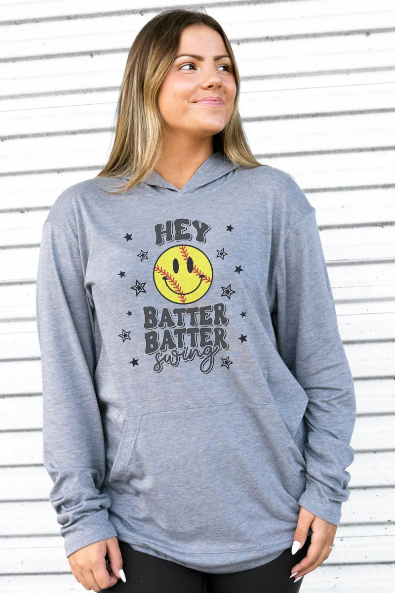 Softball Hey Batter Batter Swing Adult Soft-Tek Blend Long Sleeve Hoodie