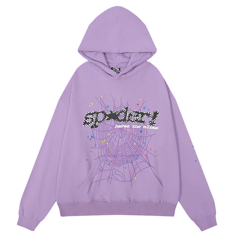 Sp5der Spider Web Hoodie-Purple #8207