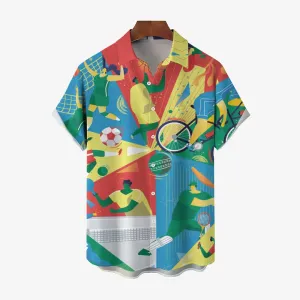 Sports Olympic Spirit Casual Short Sleeve Shirt 2404000470