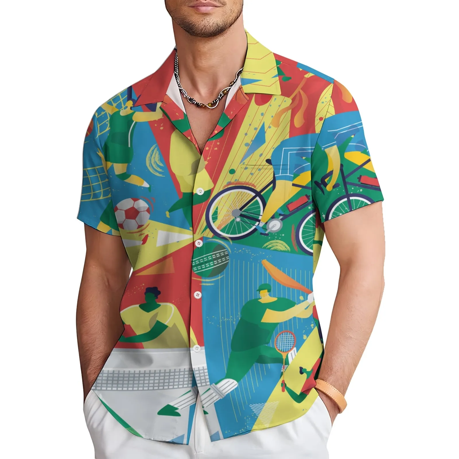 Sports Olympic Spirit Casual Short Sleeve Shirt 2404000470