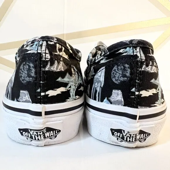 STAR WARS VANS Dark Side Planet Hoth Black Sneakers Shoes Big Kids Size 13
