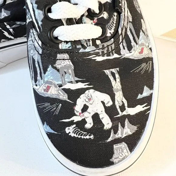 STAR WARS VANS Dark Side Planet Hoth Black Sneakers Shoes Big Kids Size 13