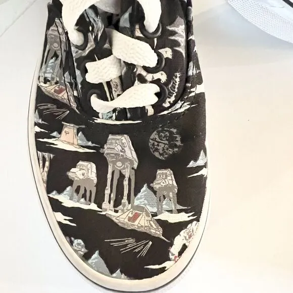 STAR WARS VANS Dark Side Planet Hoth Black Sneakers Shoes Big Kids Size 13