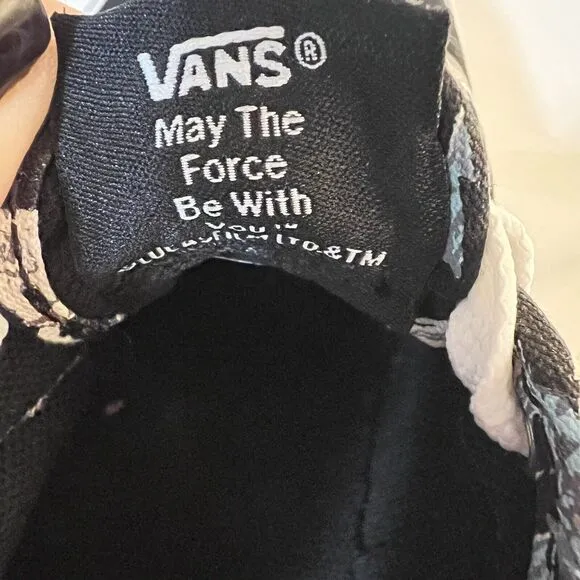 STAR WARS VANS Dark Side Planet Hoth Black Sneakers Shoes Big Kids Size 13