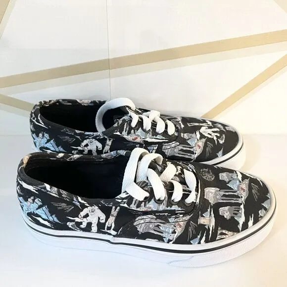 STAR WARS VANS Dark Side Planet Hoth Black Sneakers Shoes Big Kids Size 13