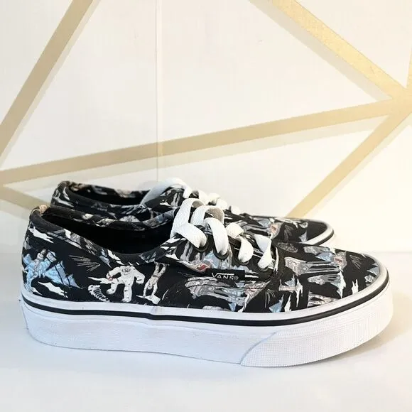 STAR WARS VANS Dark Side Planet Hoth Black Sneakers Shoes Big Kids Size 13