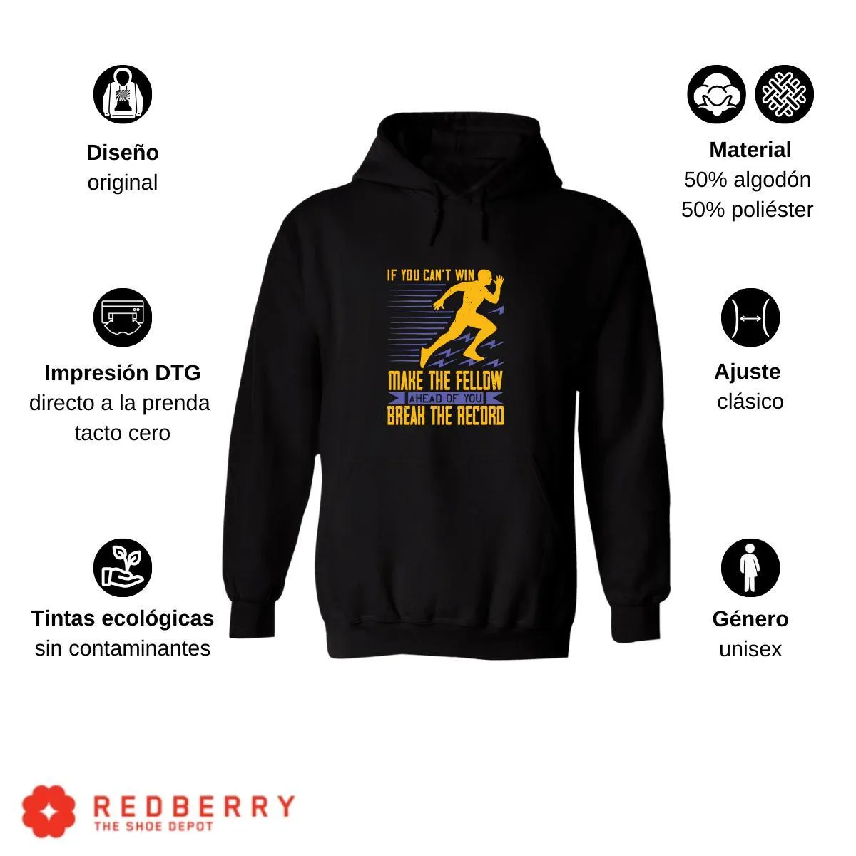 Sudadera Hombre  Hoodie Running Correr Maratón 015