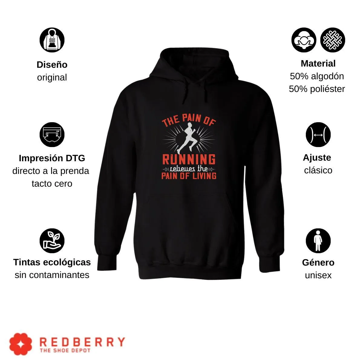 Sudadera Hombre  Hoodie Running Correr Maratón 039