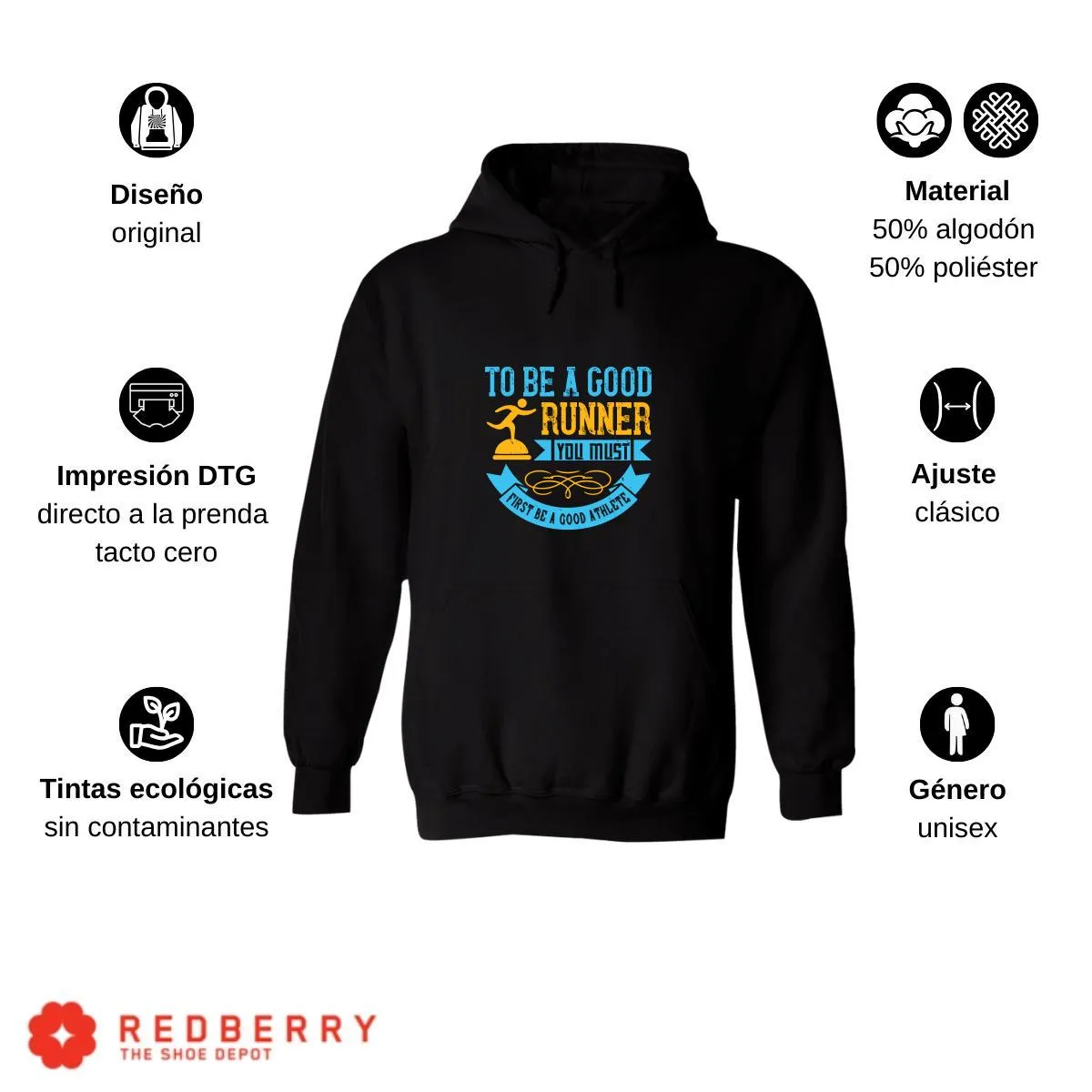 Sudadera Hombre  Hoodie Running Correr Maratón 044