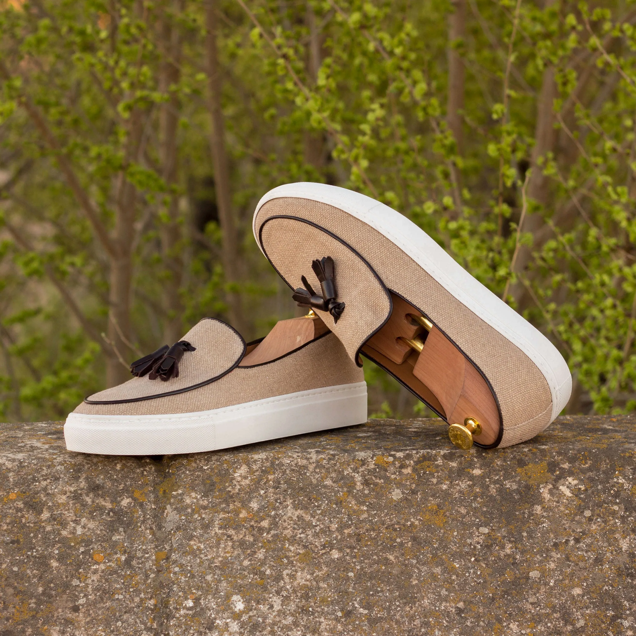Tan Linen Belgian Sneakers