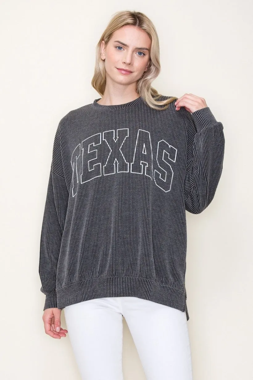 Texas Ribbed Long Sleeve Top