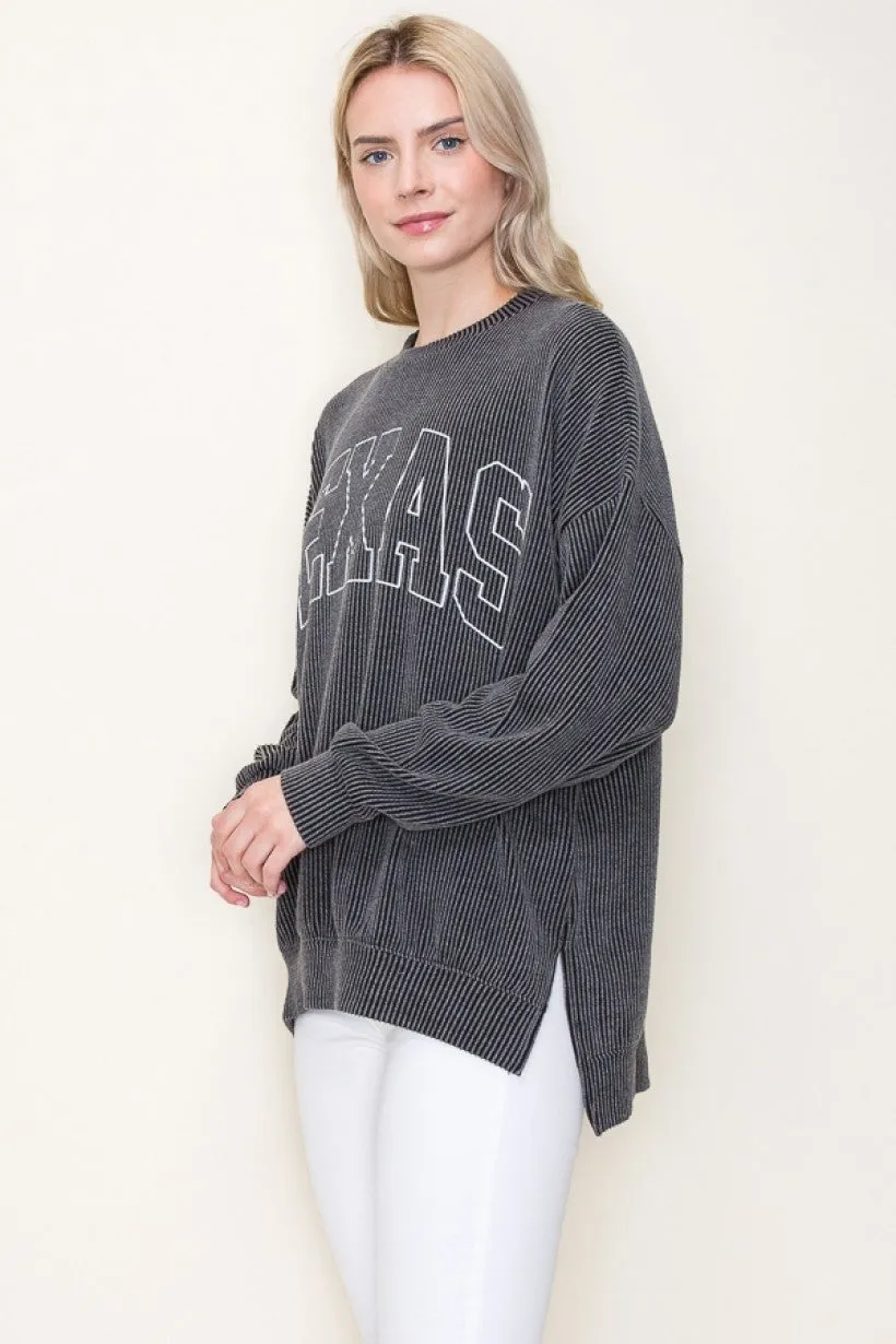Texas Ribbed Long Sleeve Top