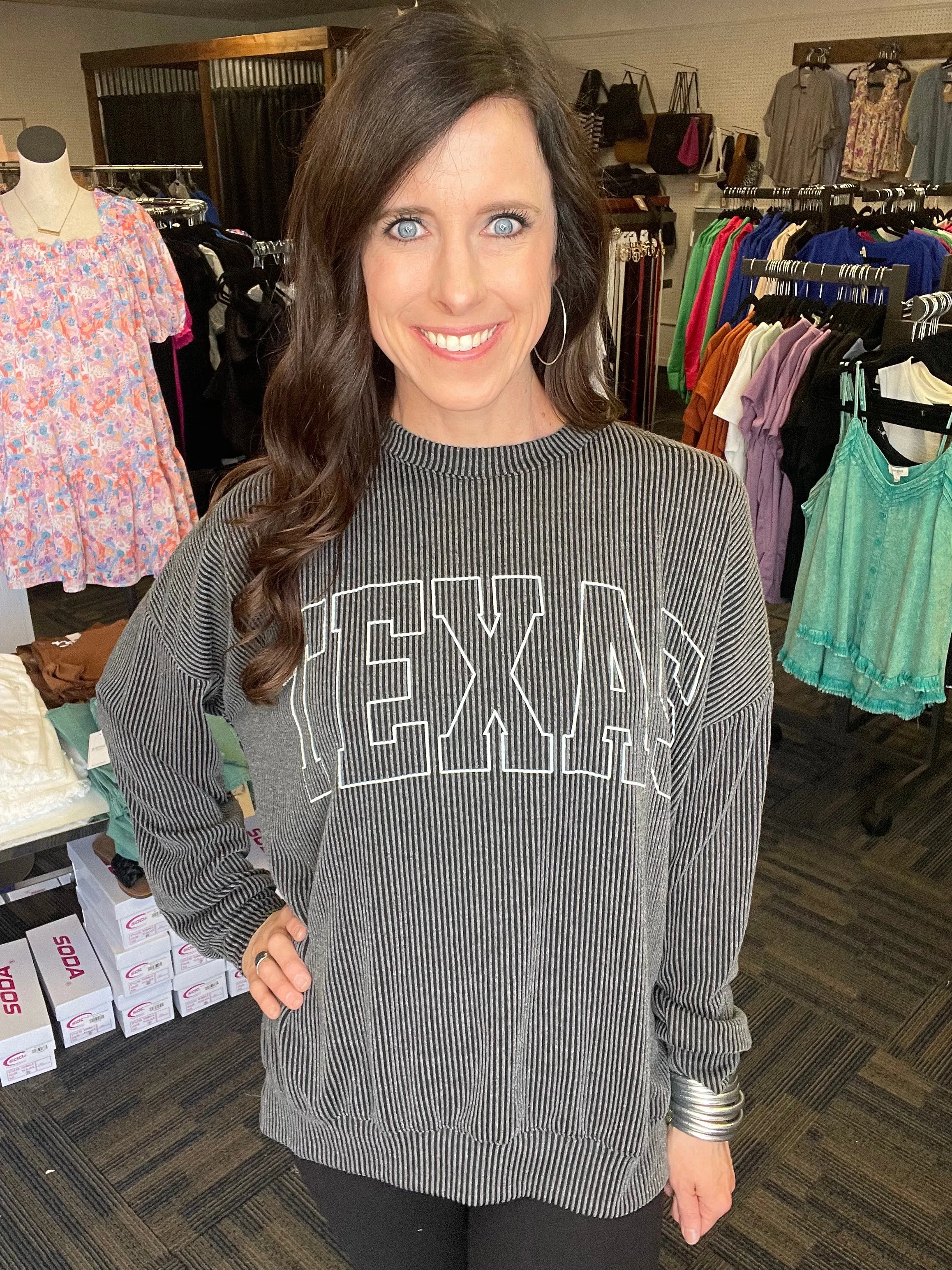 Texas Ribbed Long Sleeve Top