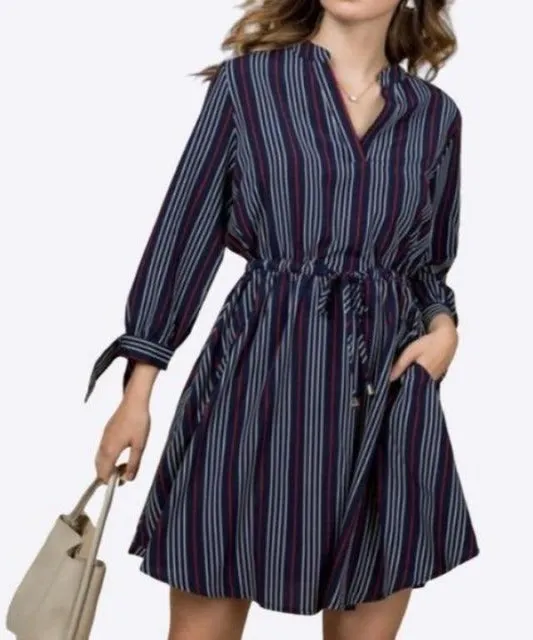 Tie-Sleeve Shirt Dress