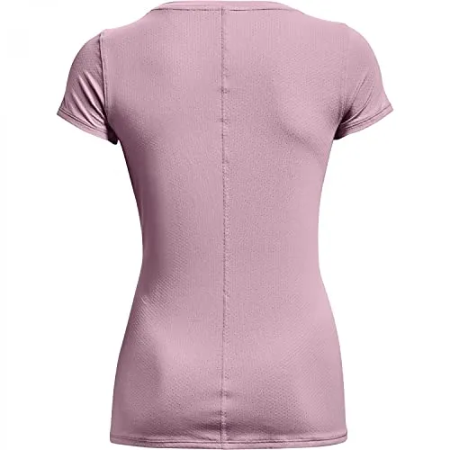 Under Armour Women's HeatGear Armour Short-Sleeve T-Shirt , Mauve Pink (698)/Metallic Silver, Small