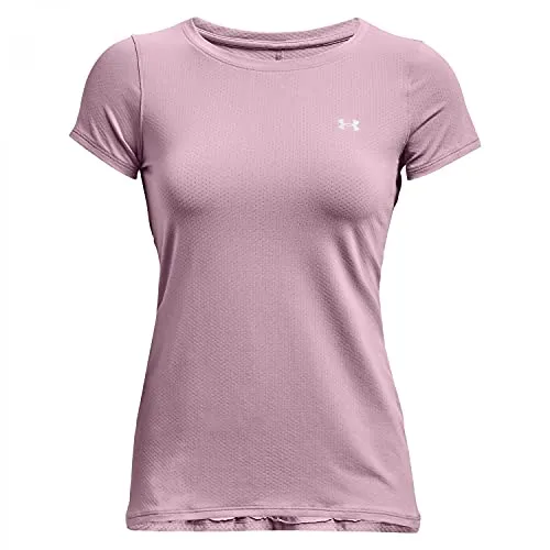 Under Armour Women's HeatGear Armour Short-Sleeve T-Shirt , Mauve Pink (698)/Metallic Silver, Small