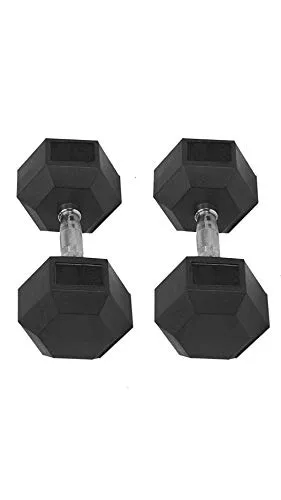 Unisex Fratii's 7.5 Kg Rubber Hex Dumbbells (Black) - Pack of 2