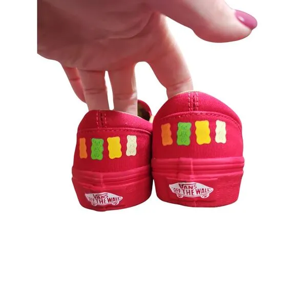Vans Hariboo gummy Bears red slip on sneakers sz 2 big kid