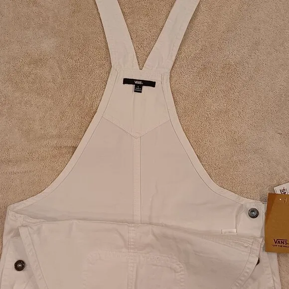 Vans Women's Large Ground Work Shortall Marshmallow White Overalls VN000G8WFS8