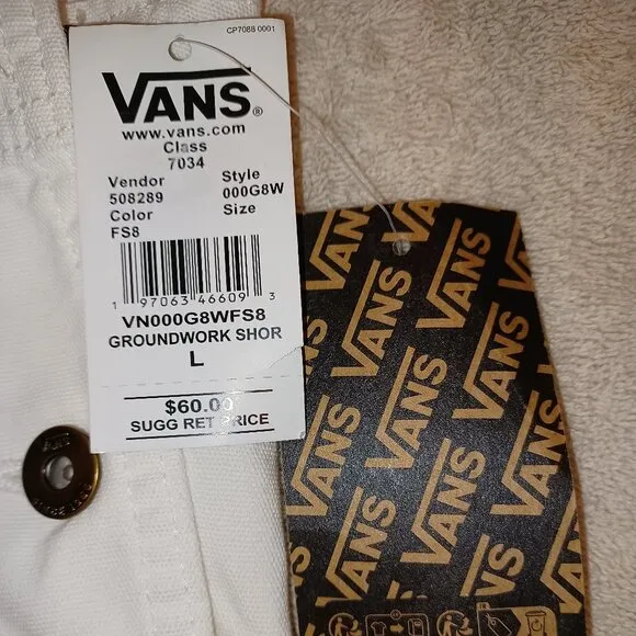 Vans Women's Large Ground Work Shortall Marshmallow White Overalls VN000G8WFS8