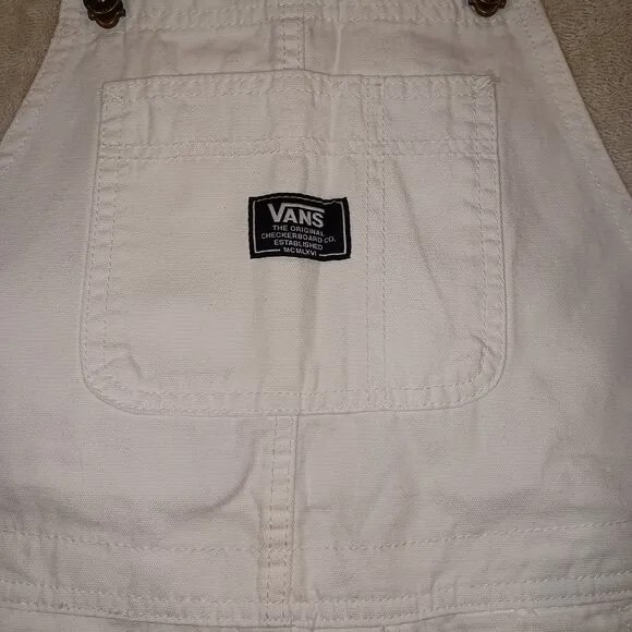 Vans Women's Large Ground Work Shortall Marshmallow White Overalls VN000G8WFS8