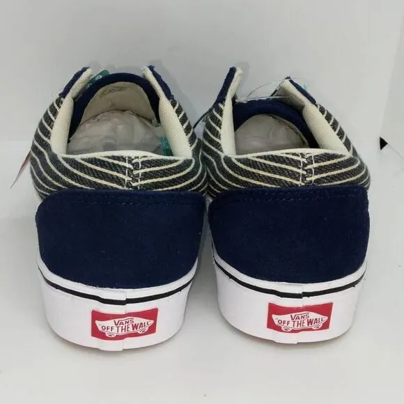 VANS Old Skool NEW Men's Striped Dress Blue/White Sports Team Sneakers-sz. 8 1/2