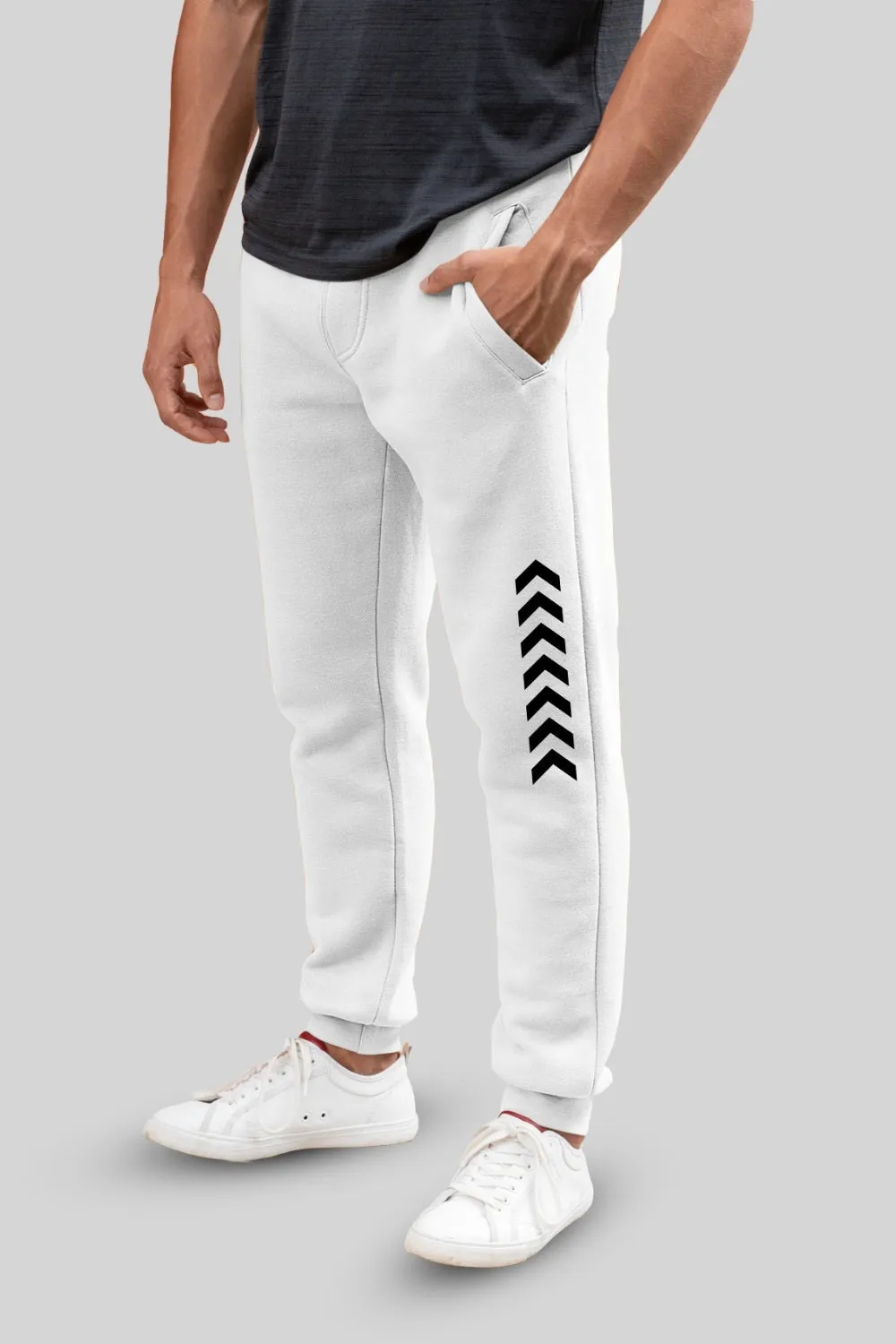 Vertical Arrow White Jogger