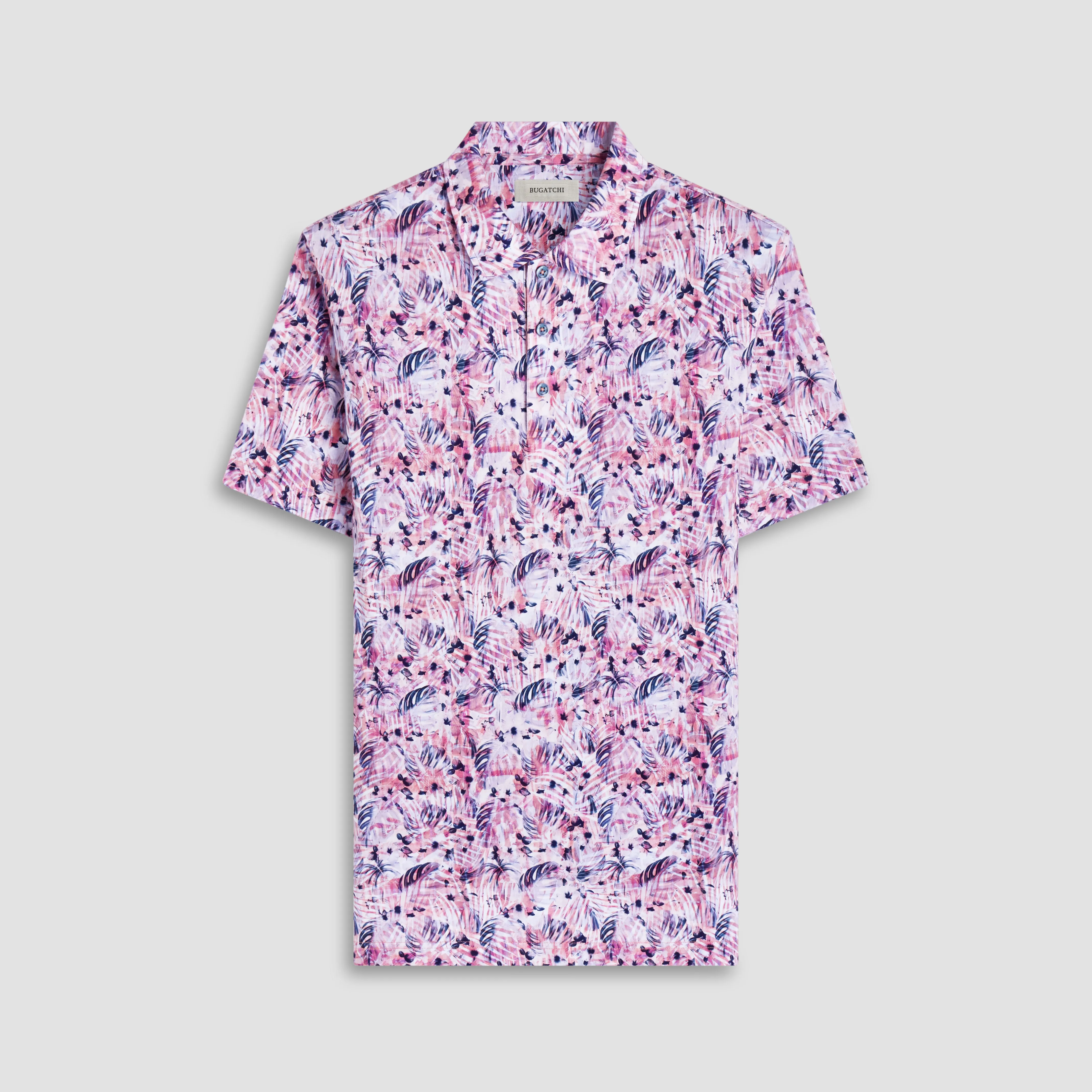 Victor Leaf Print OoohCotton Polo Shirt
