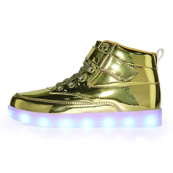 VOOVIX KIDS LED LIGHT UP HIGH-TOP SHOES RECHARGEABLE HI-SHINE GLOWING SNEAK