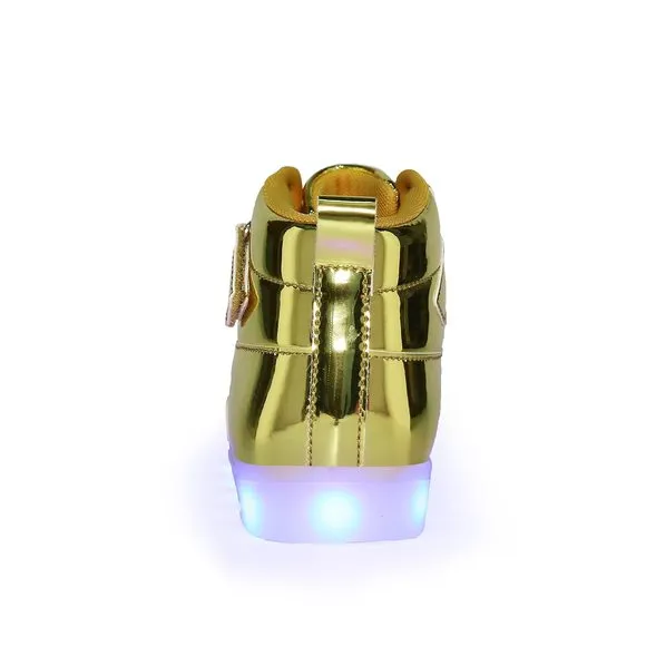 VOOVIX KIDS LED LIGHT UP HIGH-TOP SHOES RECHARGEABLE HI-SHINE GLOWING SNEAK