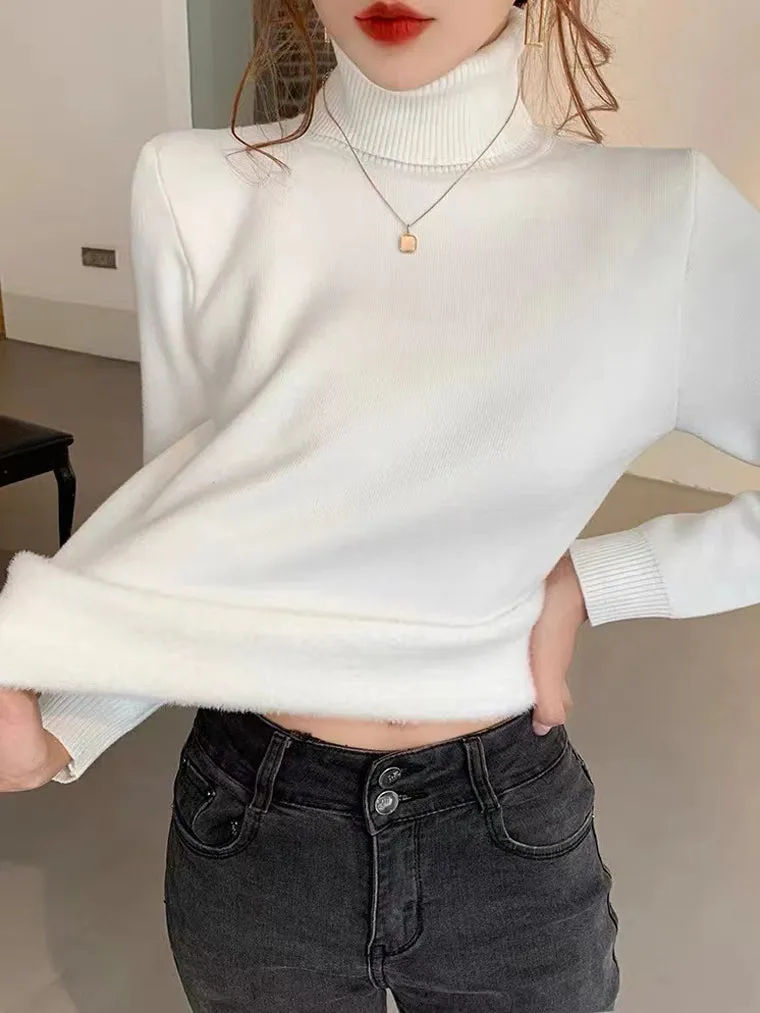 Warm & Comfortable Fleece Turtleneck Sweater