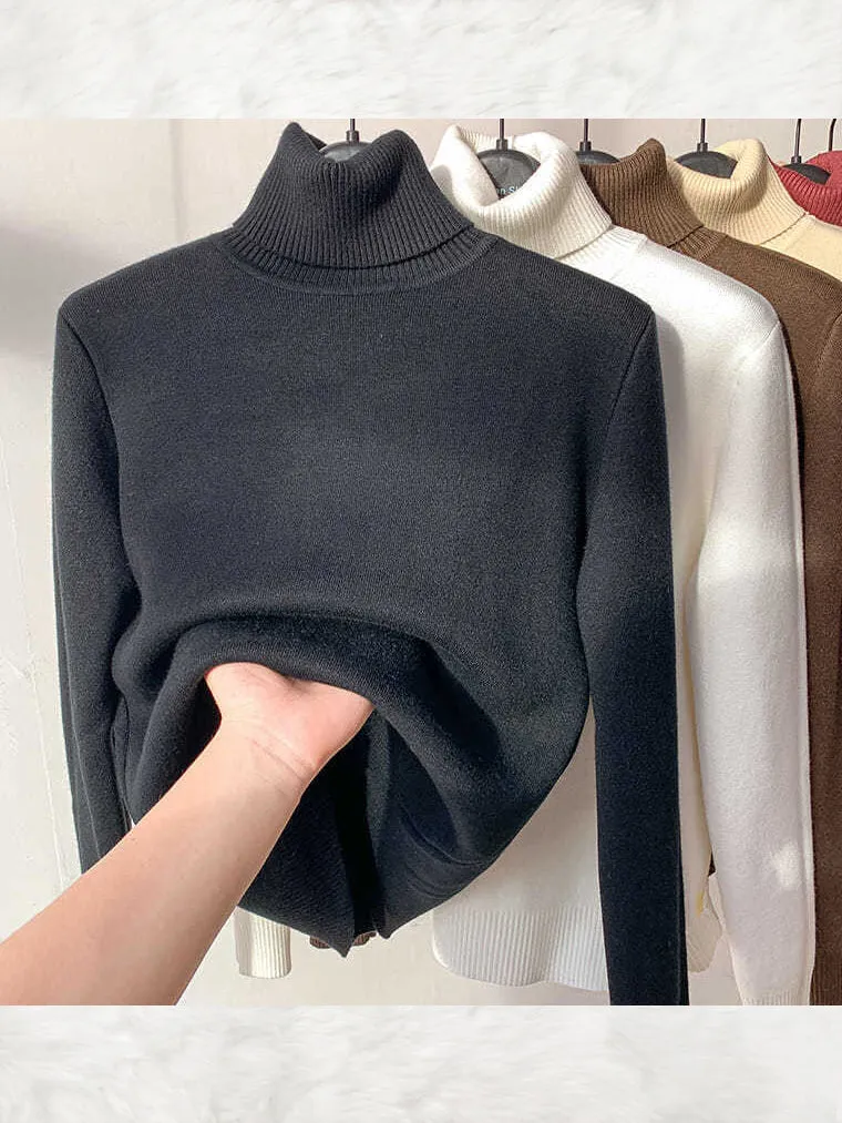 Warm & Comfortable Fleece Turtleneck Sweater