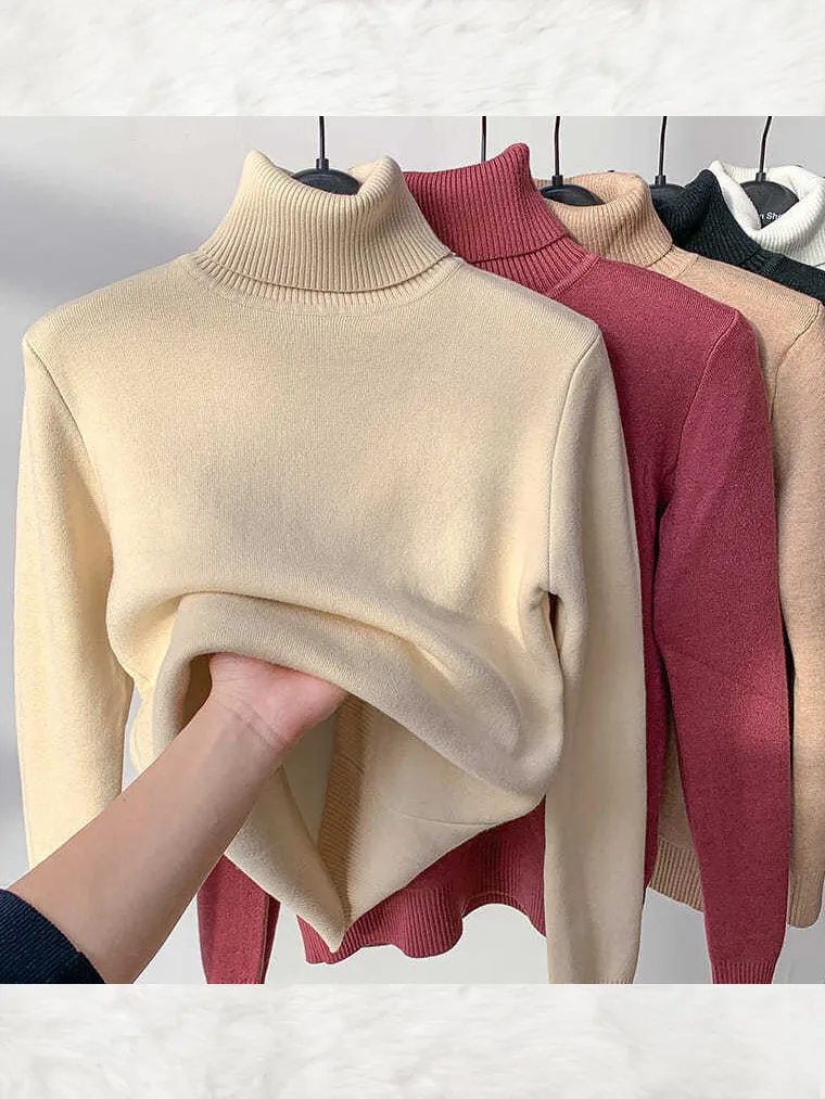 Warm & Comfortable Fleece Turtleneck Sweater