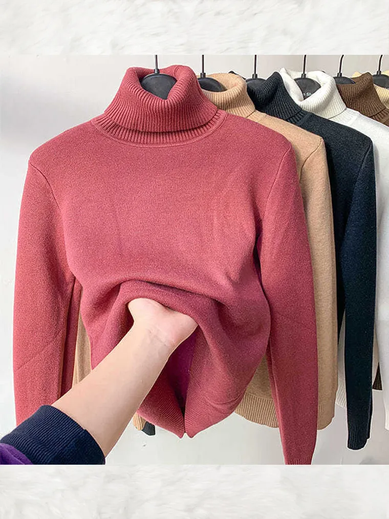 Warm & Comfortable Fleece Turtleneck Sweater