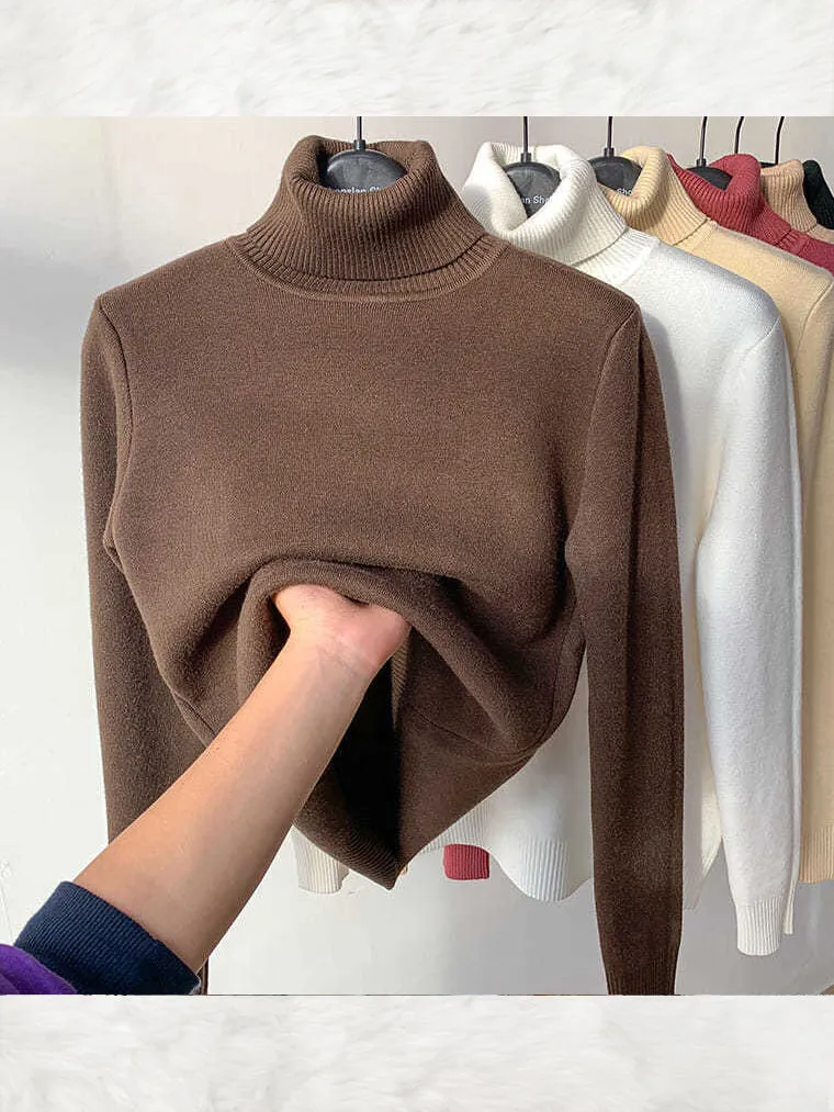 Warm & Comfortable Fleece Turtleneck Sweater