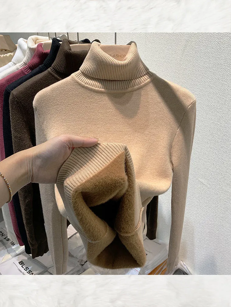 Warm & Comfortable Fleece Turtleneck Sweater