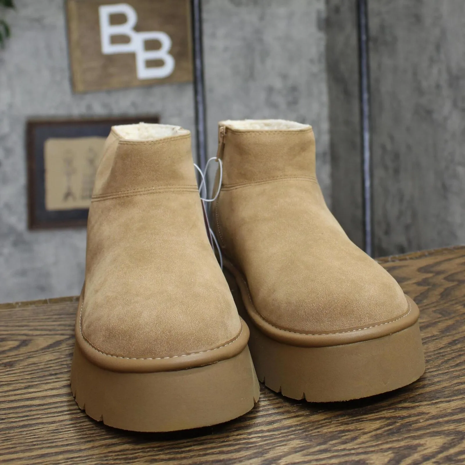 Wild Fable Womens Missy Platform Booties with Memory Foam Insole Tan Brown 9M