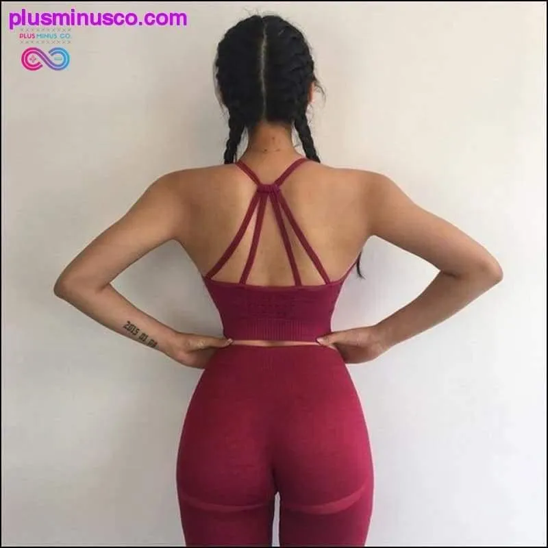 Women Red Padded Sports Bra Seamless Yoga Set Padded Sports