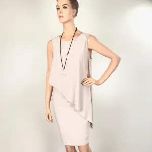Women's Joseph RIbkoff | Sleeveless Asymmetrical Cover Dress | Champagne