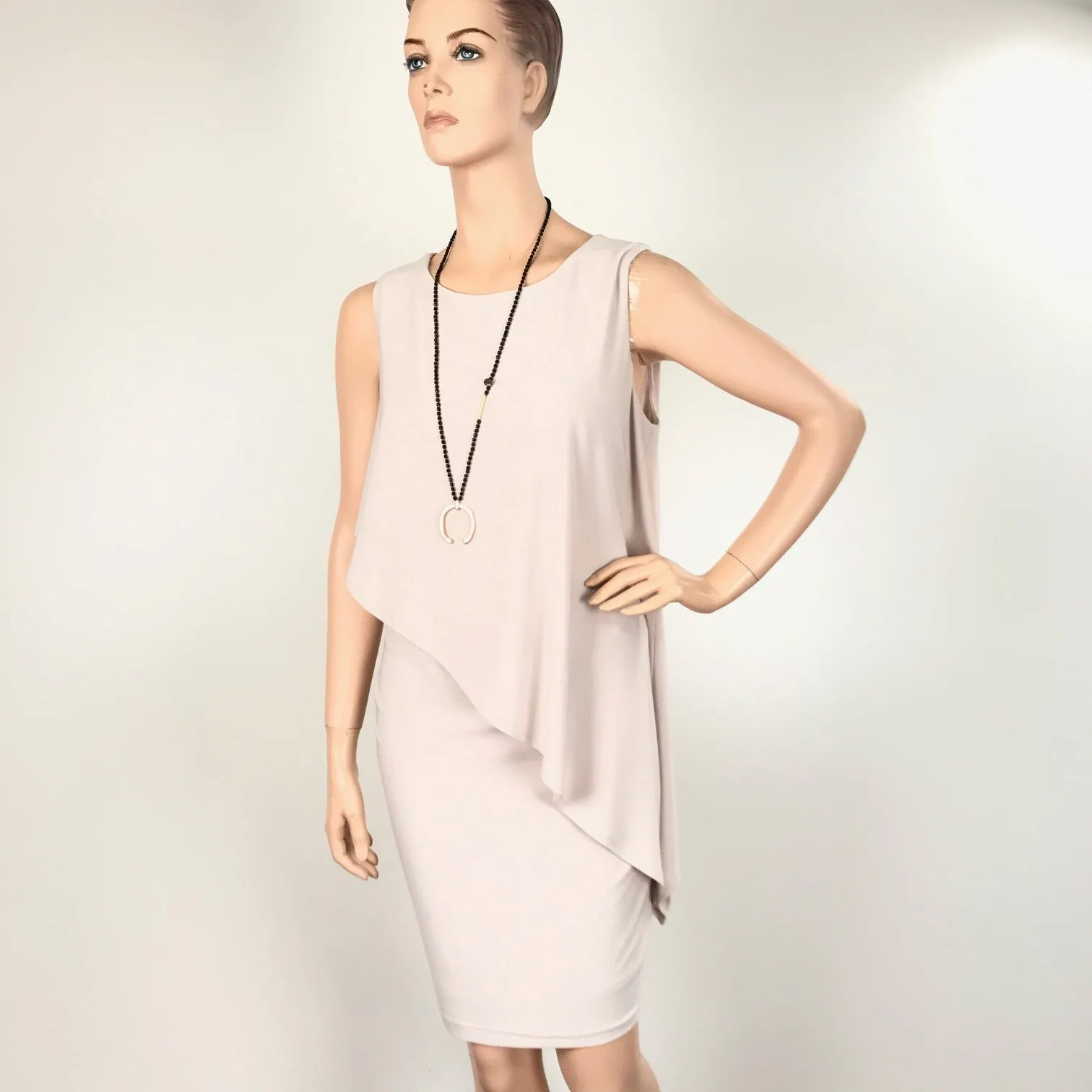 Women's Joseph RIbkoff | Sleeveless Asymmetrical Cover Dress | Champagne