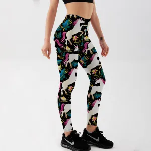 Women's Legging Colored Horse Flower Fitness Pants