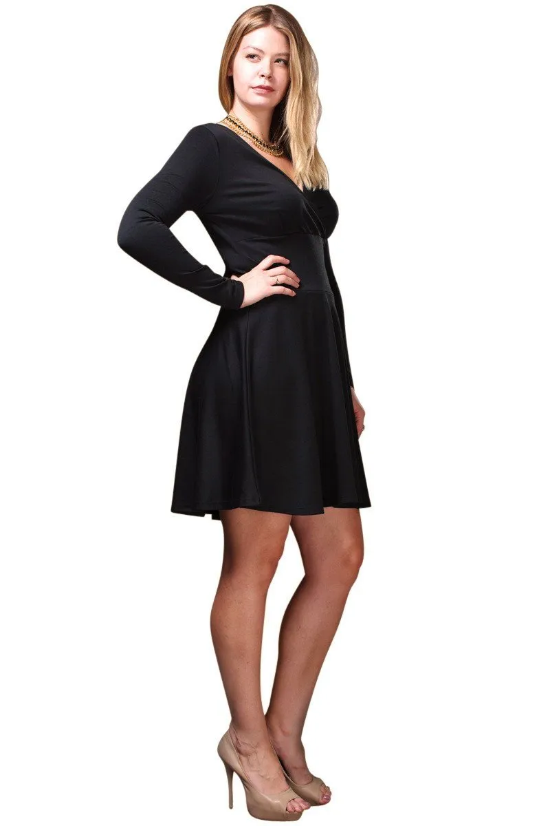 Women's Plus Size Long Sleeve Skater Dress