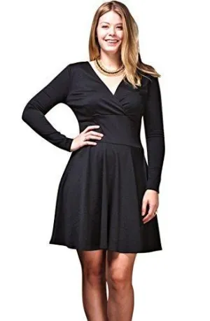 Women's Plus Size Long Sleeve Skater Dress